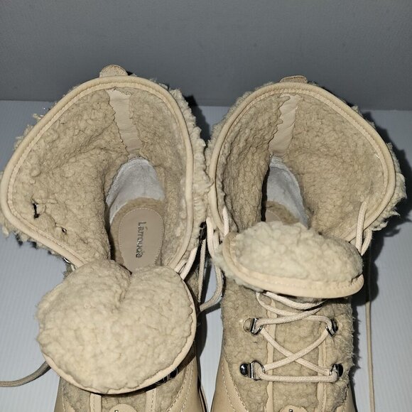 NEW Larroude Vail Ankle Bootie Womens 11 Tan Leather Waterproof Shearling Winter - Picture 8 of 13